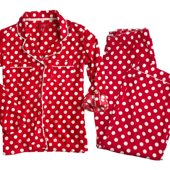 Victoria’s Secret Polka Dot Flannel Pj Set • Small - Picture 2 of 8